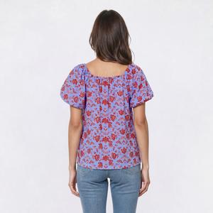 Womens Absolutely Famous Floral Ruffle Neck Blouse alternate view